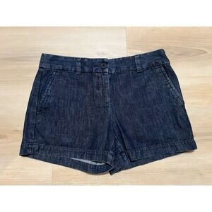 Ann Taylor LOFT Jean Shorts Womens 0 Blue The Riviera Flat Front Dark Wash Denim